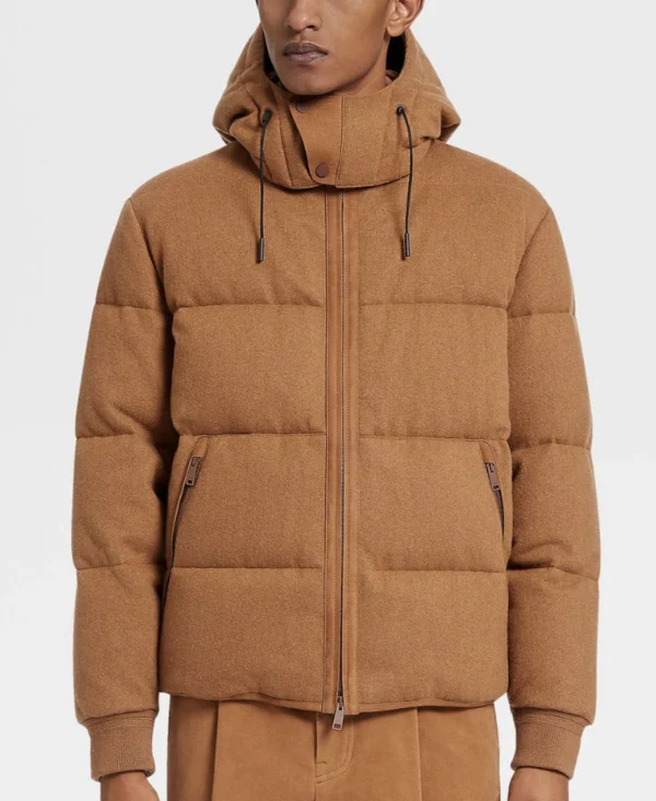 Lucas Bravo Emily in Paris S04 Gabriel Brown Hooded Puffer Jacket