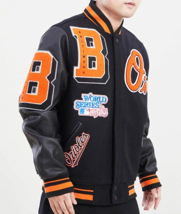 MLB Baltimore Orioles Mashup Varsity Jacket Black