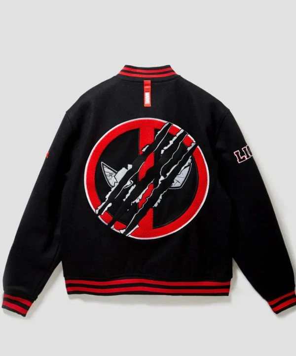 Marvel Deadpool & Wolverine 2024 Red And Black Varsity Jacket