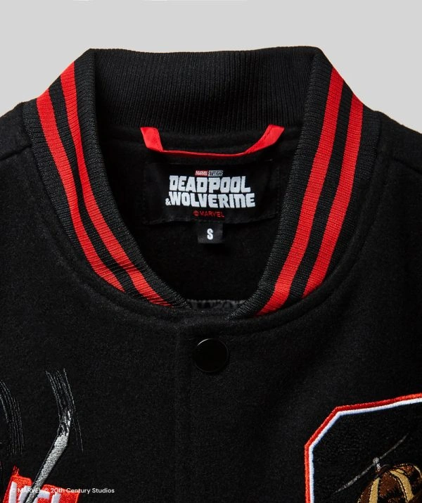 Marvel Deadpool & Wolverine 2024 Varsity Jacket Red And Black