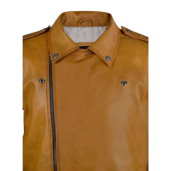 Men's Biker Leather Jacket Brown Caramel