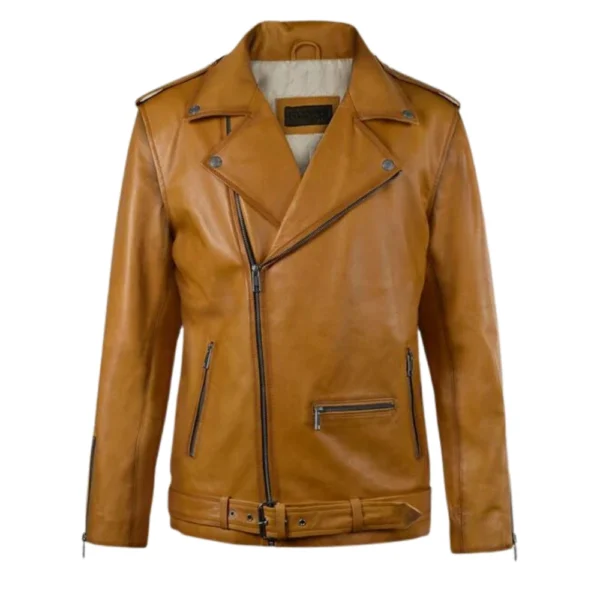 Men's Brown Caramel Biker Leather Jacket
