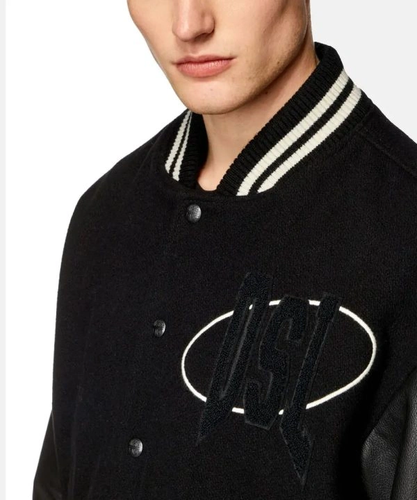 Men's Diesel Bomber Leather Varsity Jacket