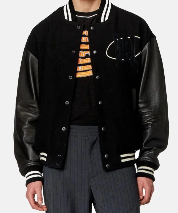 Men's Diesel Bomber Wool Leather Varsity Jacket