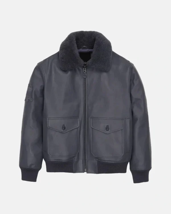 Men's G1 Grey Leather Bomber Jacket