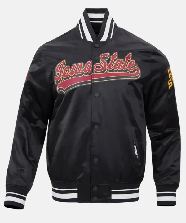 Men's Pro Standard Old English Iowa State Satin Bomber Jacket Black