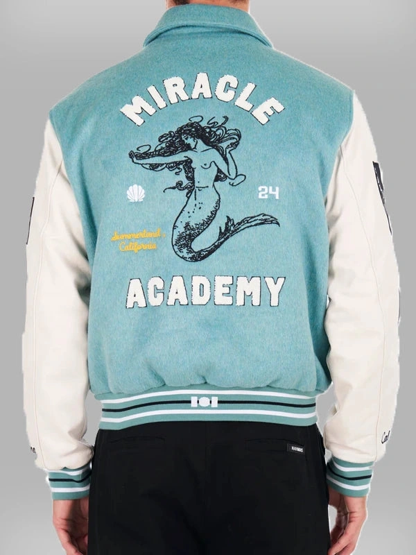 Mermaid Miracle Academy Blue & White Varsity Jacket