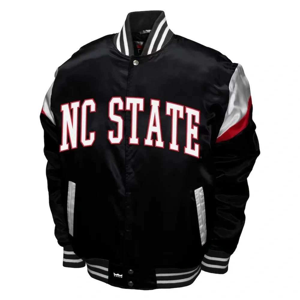 NC State Iowa Hawkeyes Power Satin Bomber Jacket Black