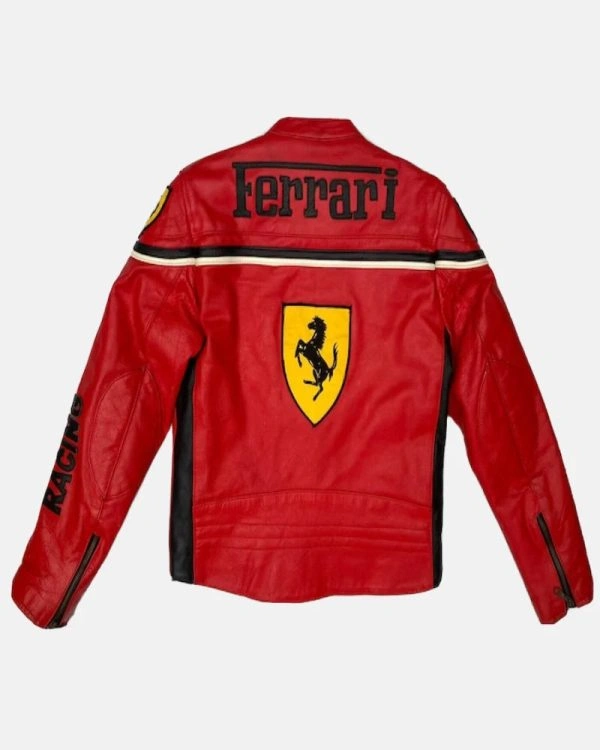 Rare Vintage Red Ferrari F1 Racing Leather Jacket Men's