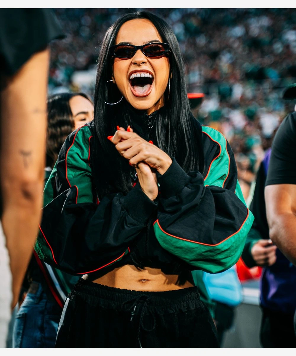 Shop Becky G Mexico Cropped Track Jacket Black & Green