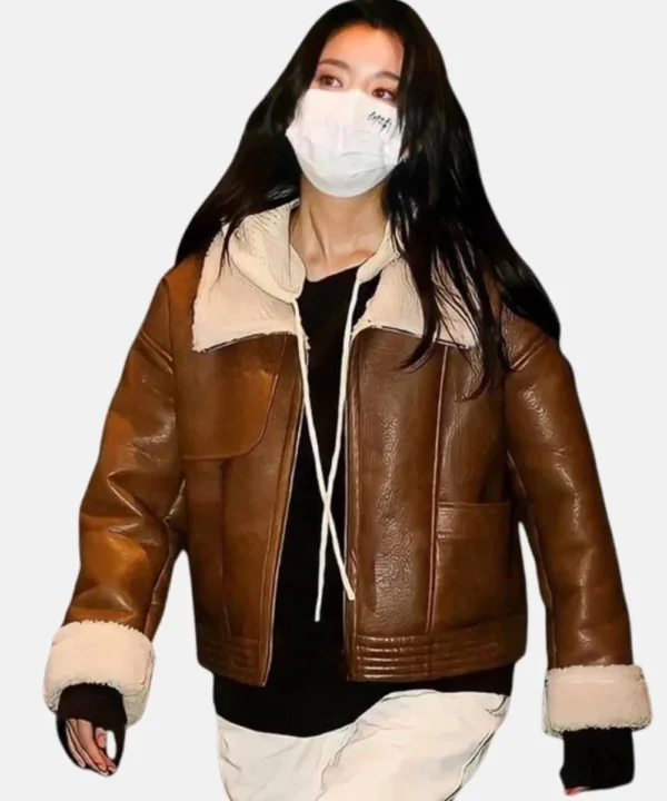 South Korean Actress Han Hyo-Joo K-Drama Brown Leather Jacket