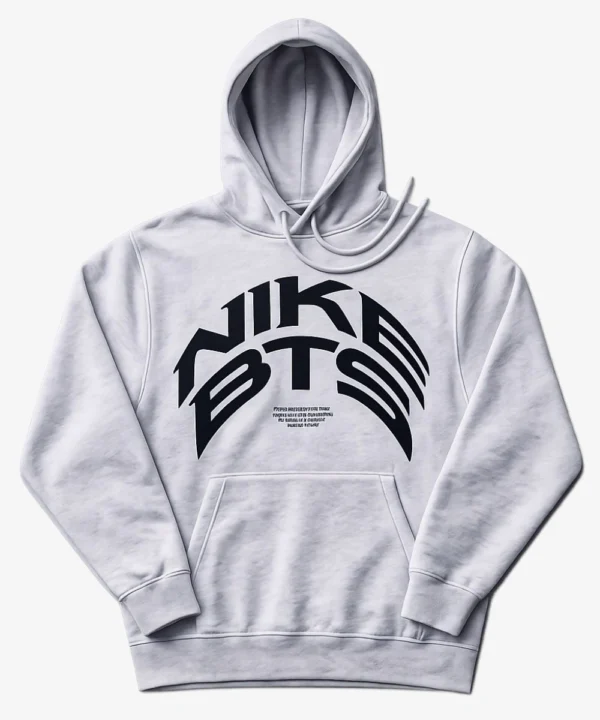 South Korean Rapper JHope Nike x BTS Grey Fleece Pullover Hoodie