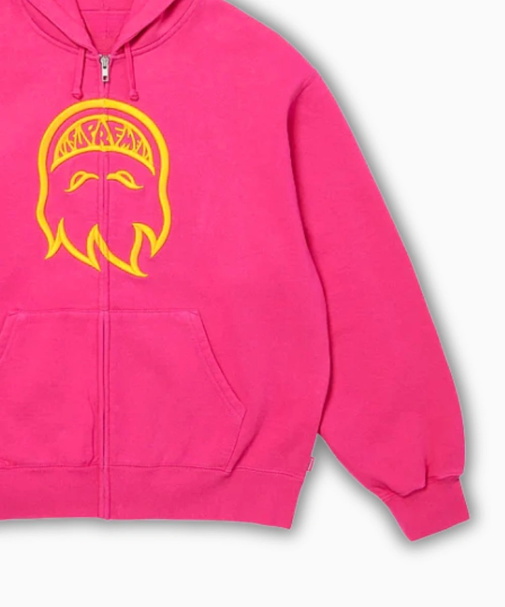 Supreme Spitfire Zip Up Hooded Pink Sweatshirt