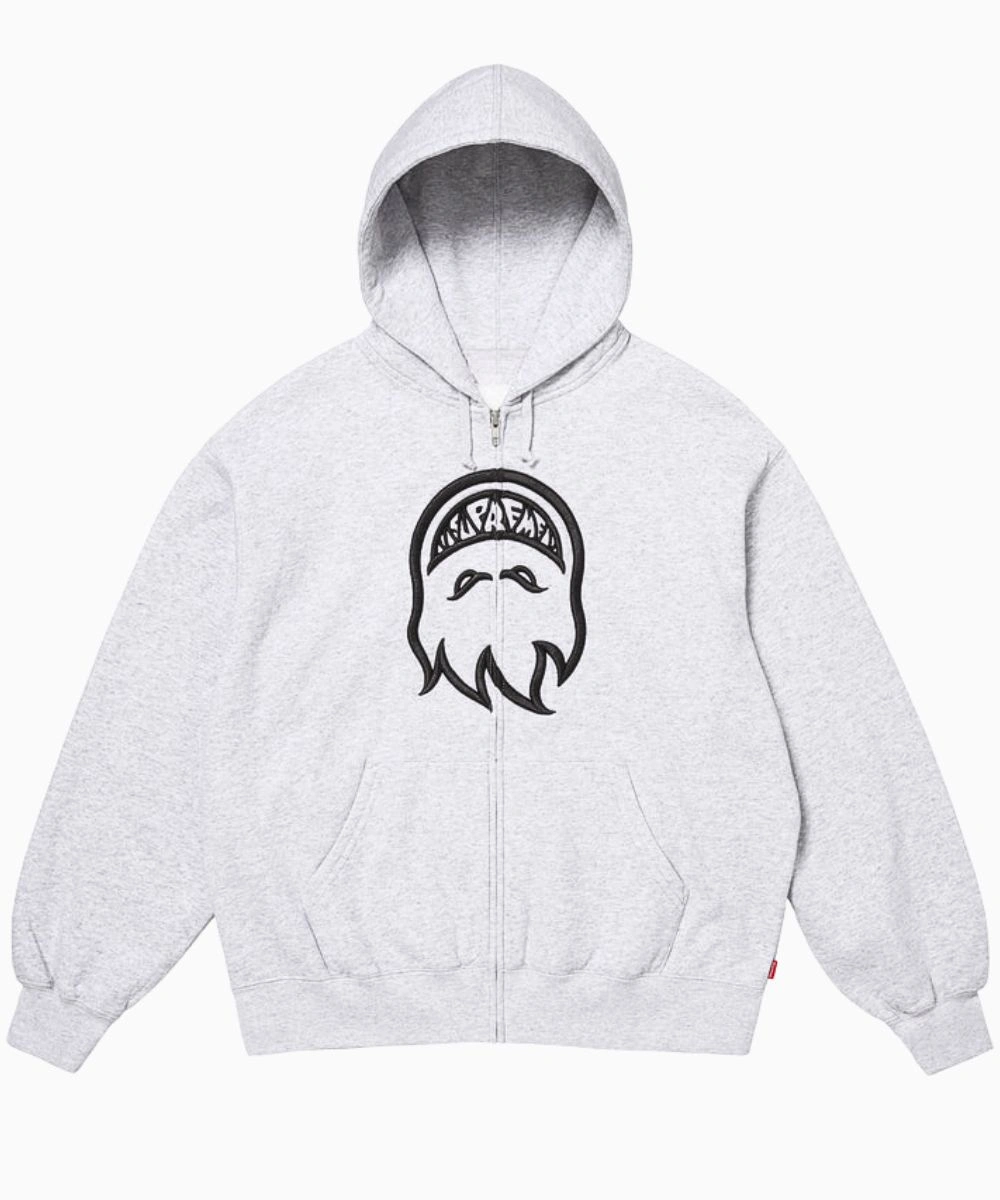 Supreme Spitfire Zip Up Hooded White Sweatshirt