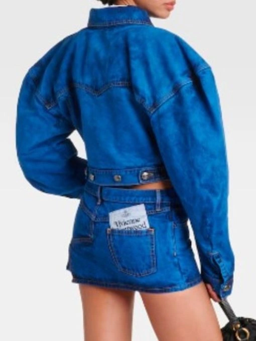 TV Series Emily In Paris S04 Emily Cooper Blue Cropped Denim Jacket