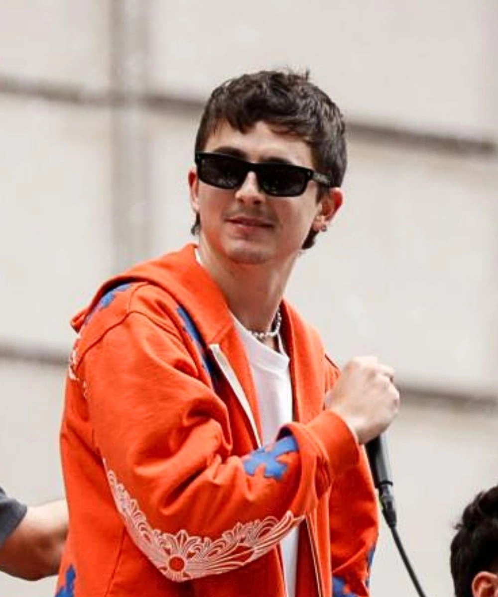 Timothée Chalamet New York Knicks Chrome Hearts Zip Up Hoodie Orange & Blue