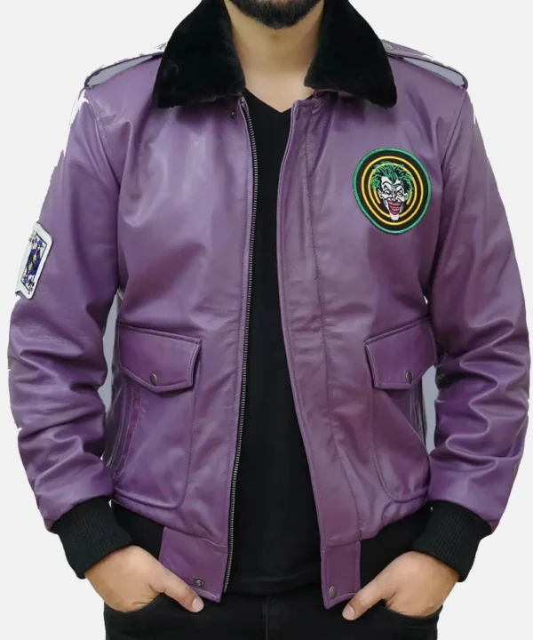 Tracey Walter Batman Bob the Goon Joker Purple Bomber Leather Jacket