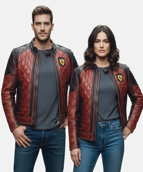 Vintage Ferrari F1 Racing Leather Jacket For Men and Women