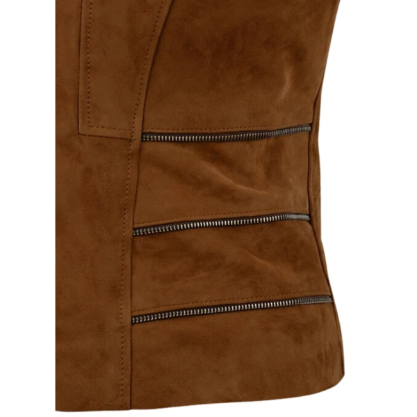 WOMEN'S CARAMEL BROWN SUEDE LEATHER JACKET