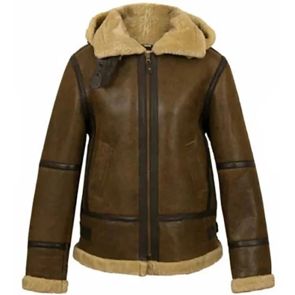 Women's Aviator F-35 Flying Shearling Brown Bomber Leather Jacket