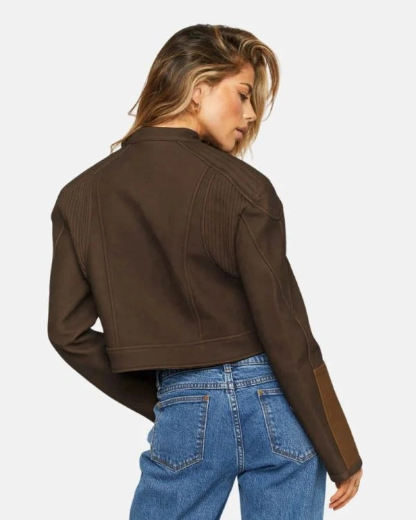 Women's Bella Moto Chocolate Cropped Leather Jacket