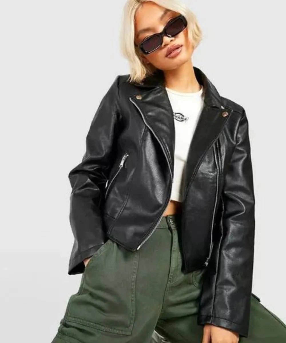 Women's Black Classical Motorcycle Leather Jacket