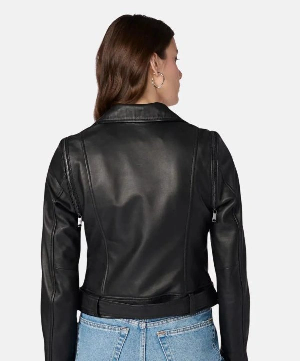 Women's Camila Covertible 2 in 1 Vest Motorcycle Black Leather Jacket