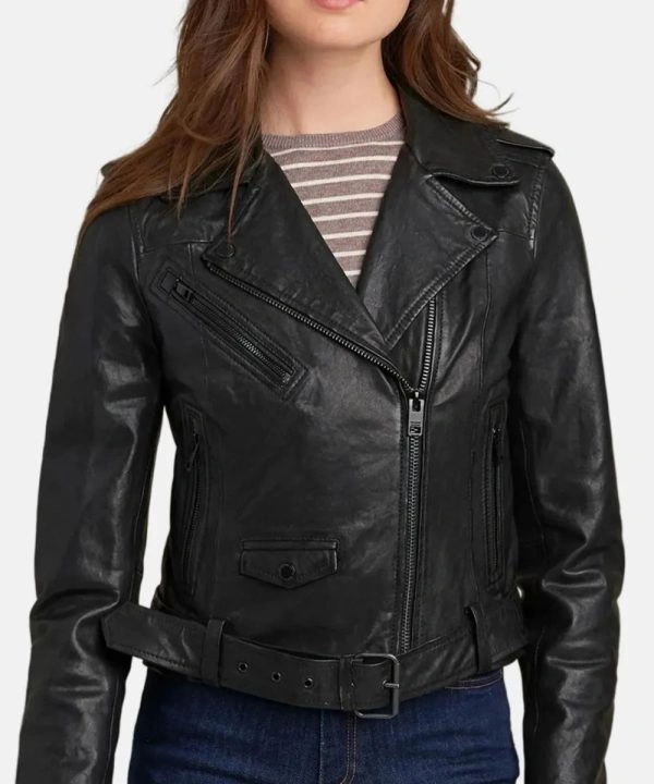 Women's Carly Black Leather Motorcycle Jacket
