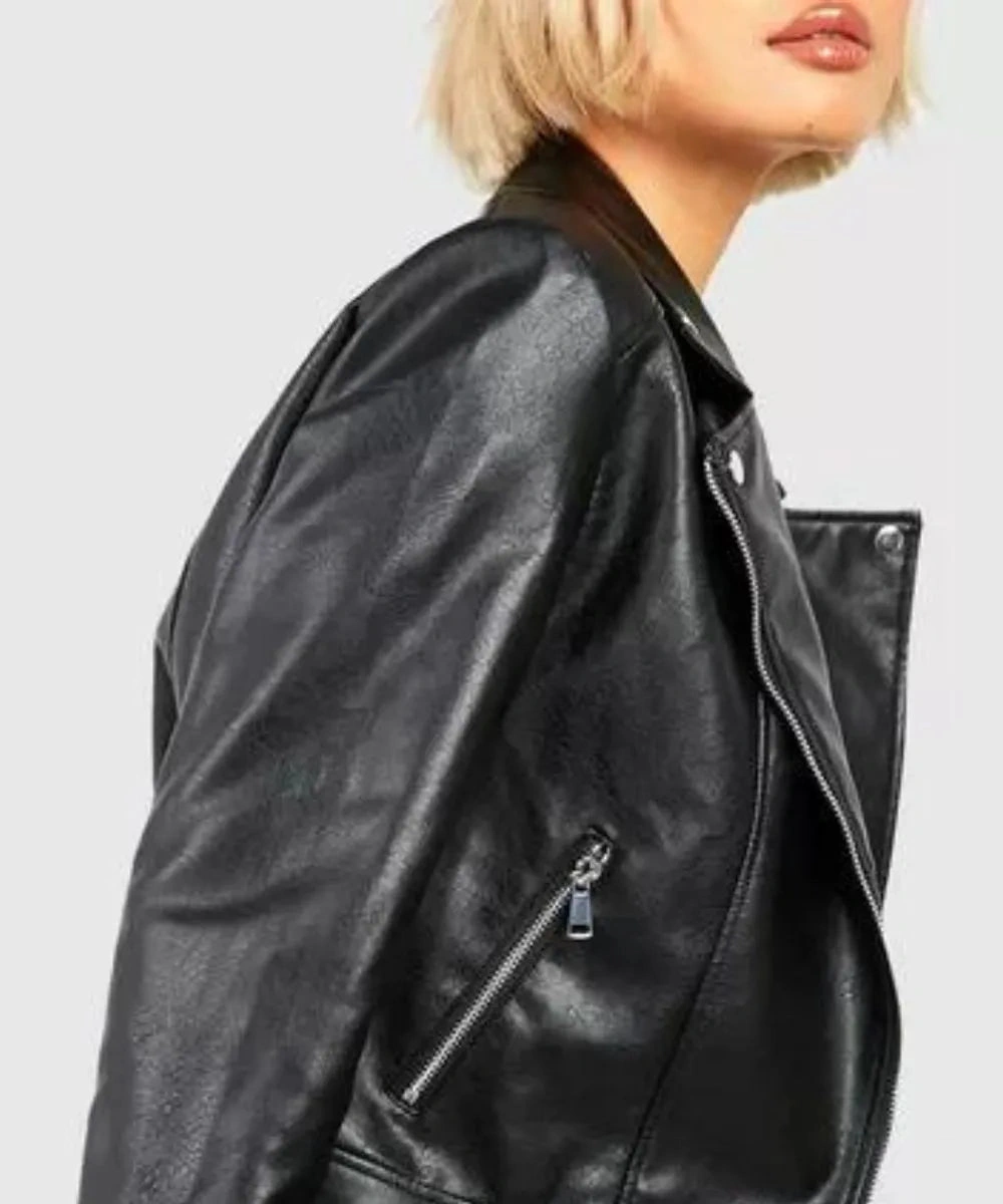 Women's Classical Motorcycle Leather Jacket Black