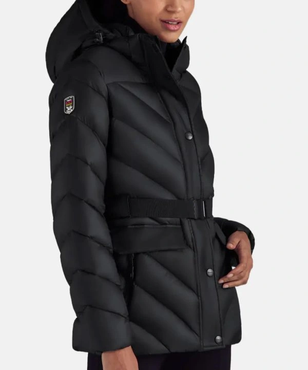 Women's Montalva Black Puffer Down BeltedJacket