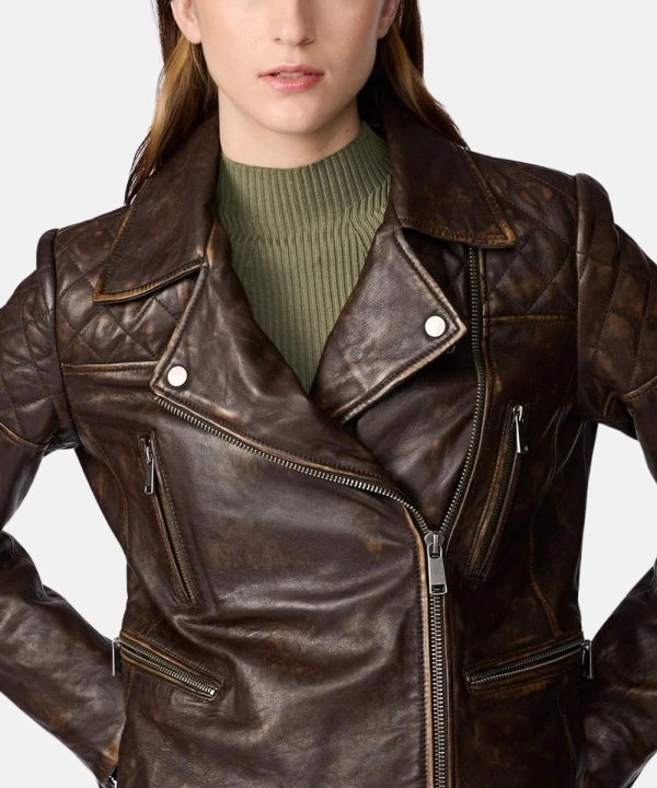Women's Rebecca Hand-Painted Brown Leather Jacket