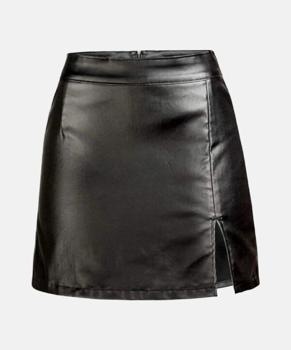 Women's Stretch Faux Leather Skirt High Waist Split Mini Bodycon Pencil Skirt