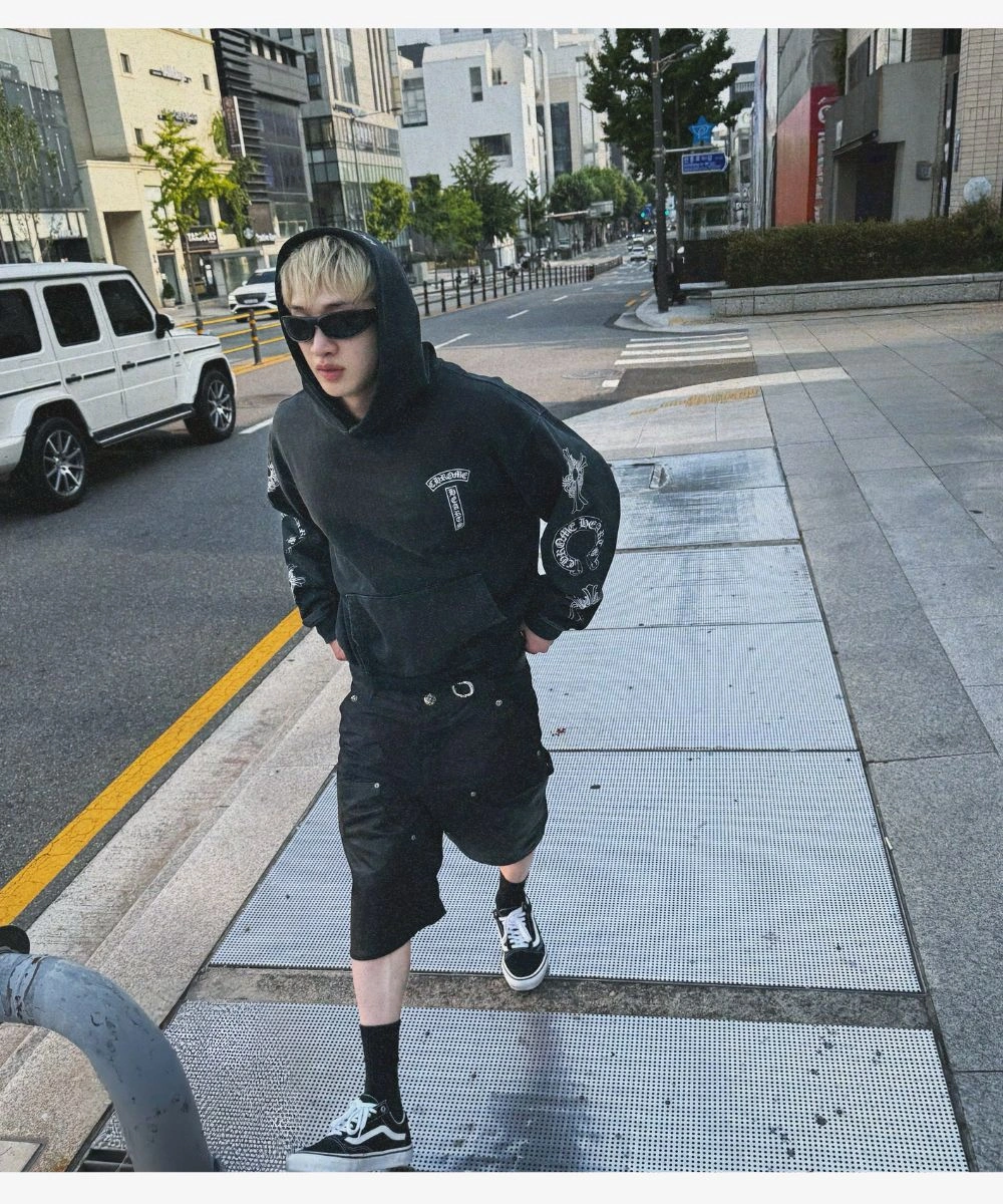 2026 Bang Chan Chrome Hearts Soap & Water Black Pullover Hoodie