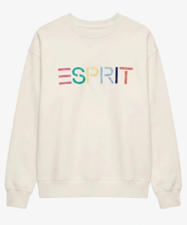 Costco 2026 Esprit Women's Logo Fleece Crewneck Sweatshirt Cream