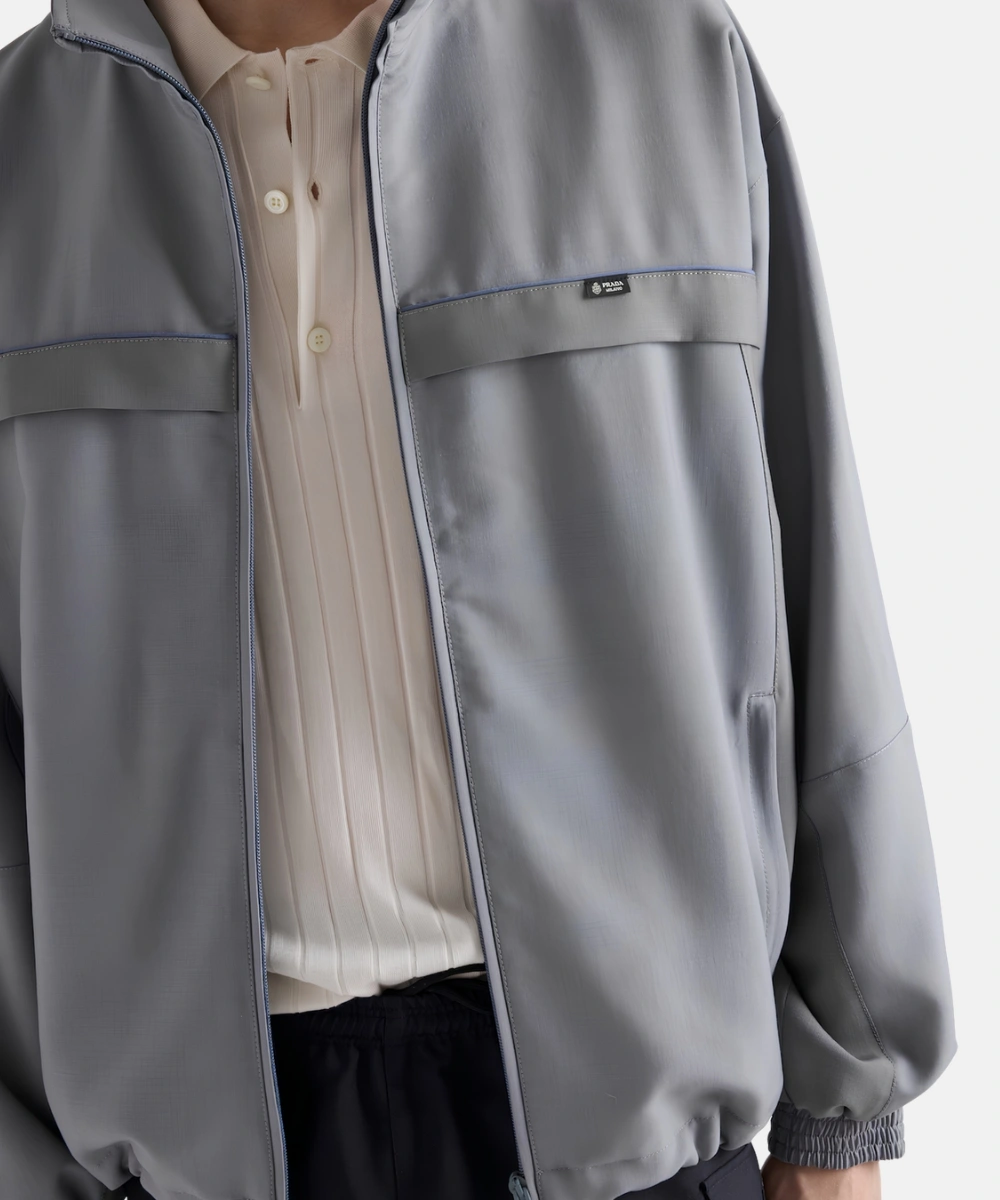 Drake New York City Prada Mohair Wool Grey Track Jacket