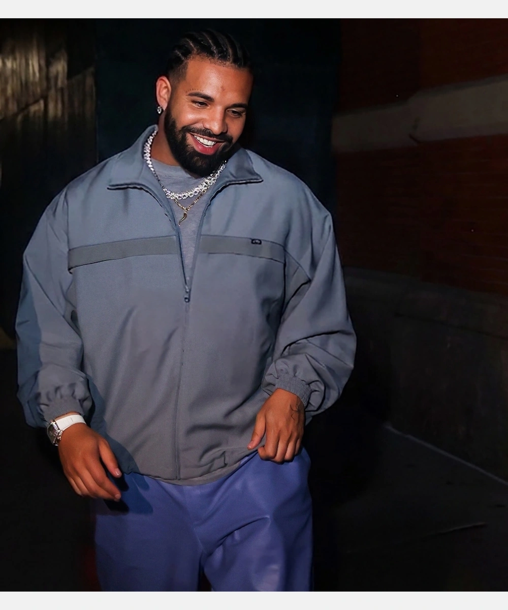 Drake New York City Prada Mohair Wool Track Grey Jacket