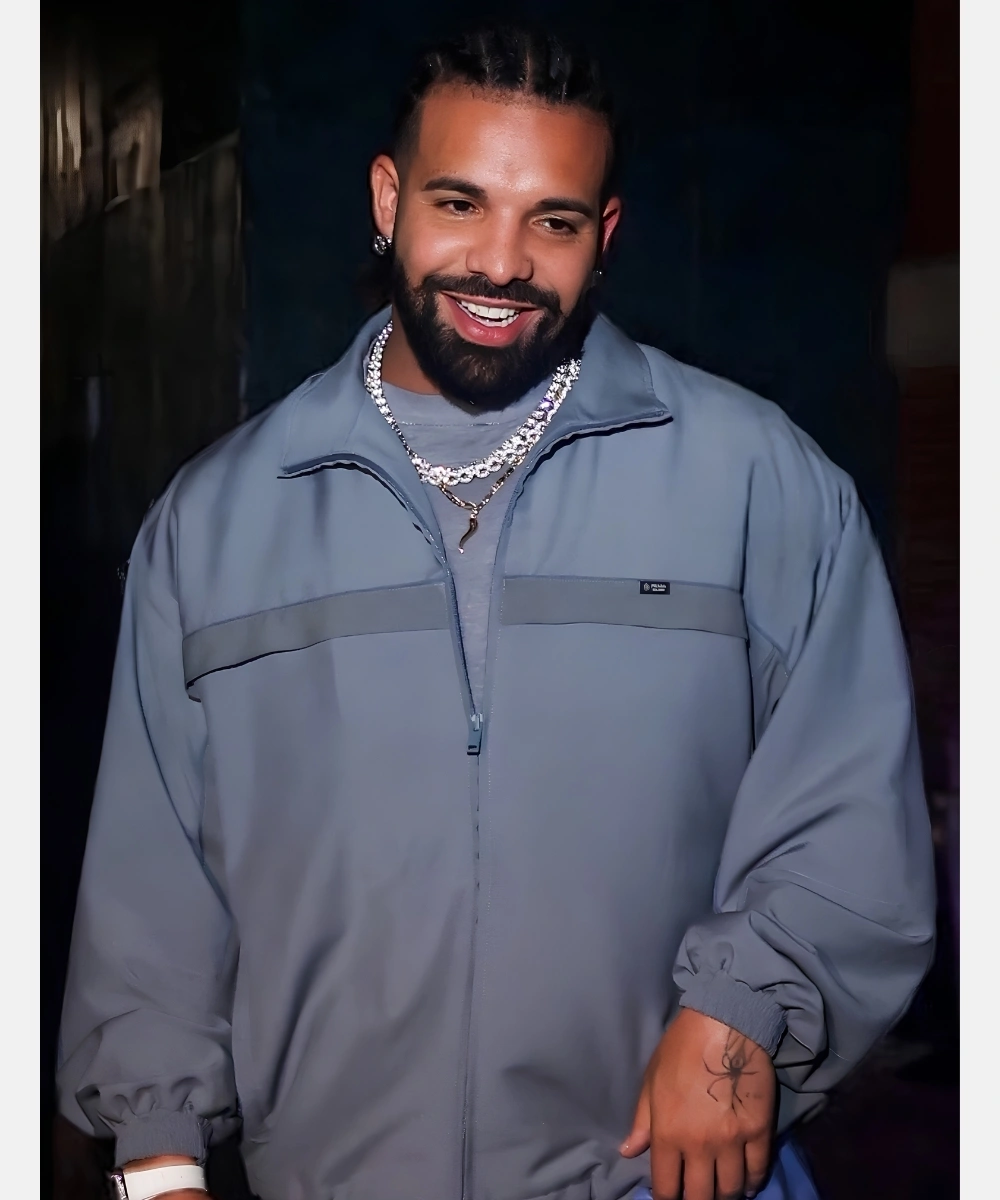 Drake New York City Prada Mohair Wool Track Jacket Grey