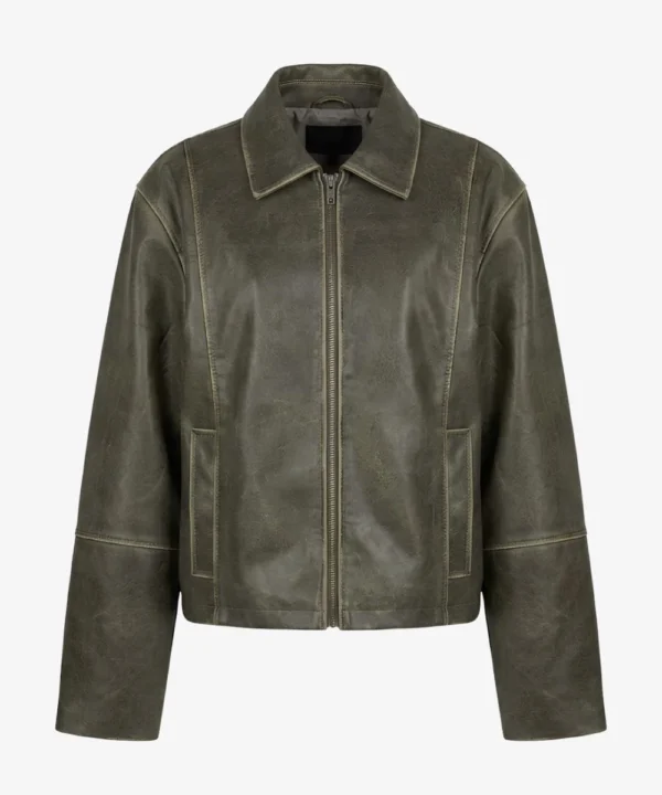 In My Element Leather Jacket Grey