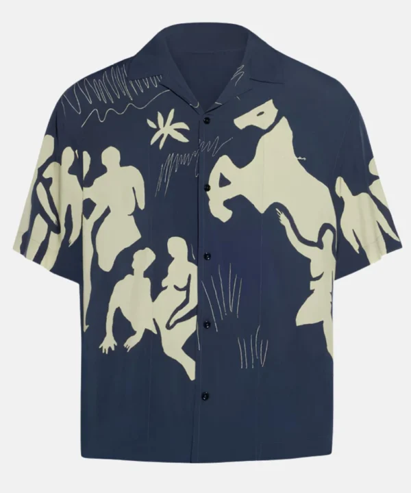 Jacquemus La Chemise Cheval Horse Print Simon Navy Blue Shirt For Men