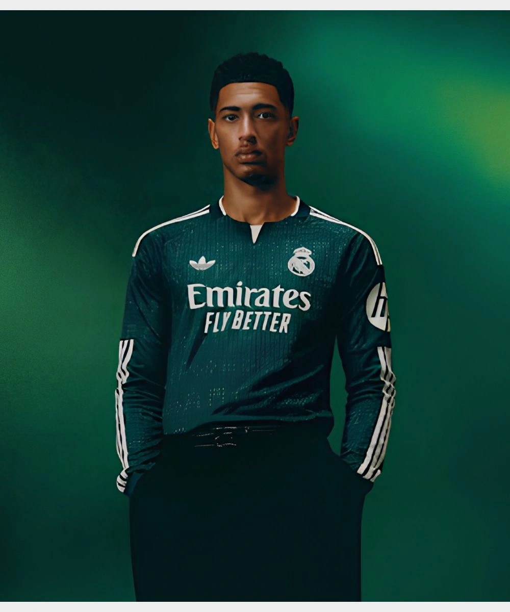 Men's Adidas Real Madrid 26/27 Away Green Long Sleeve Jersey