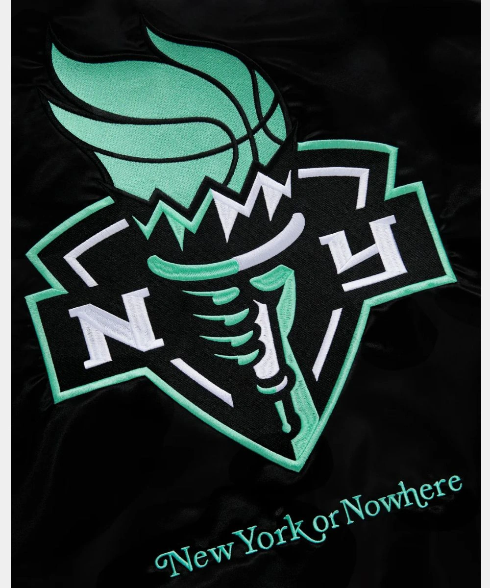 New York or Nowhere Liberty Twin Flame Black & Green Varsity Jacket
