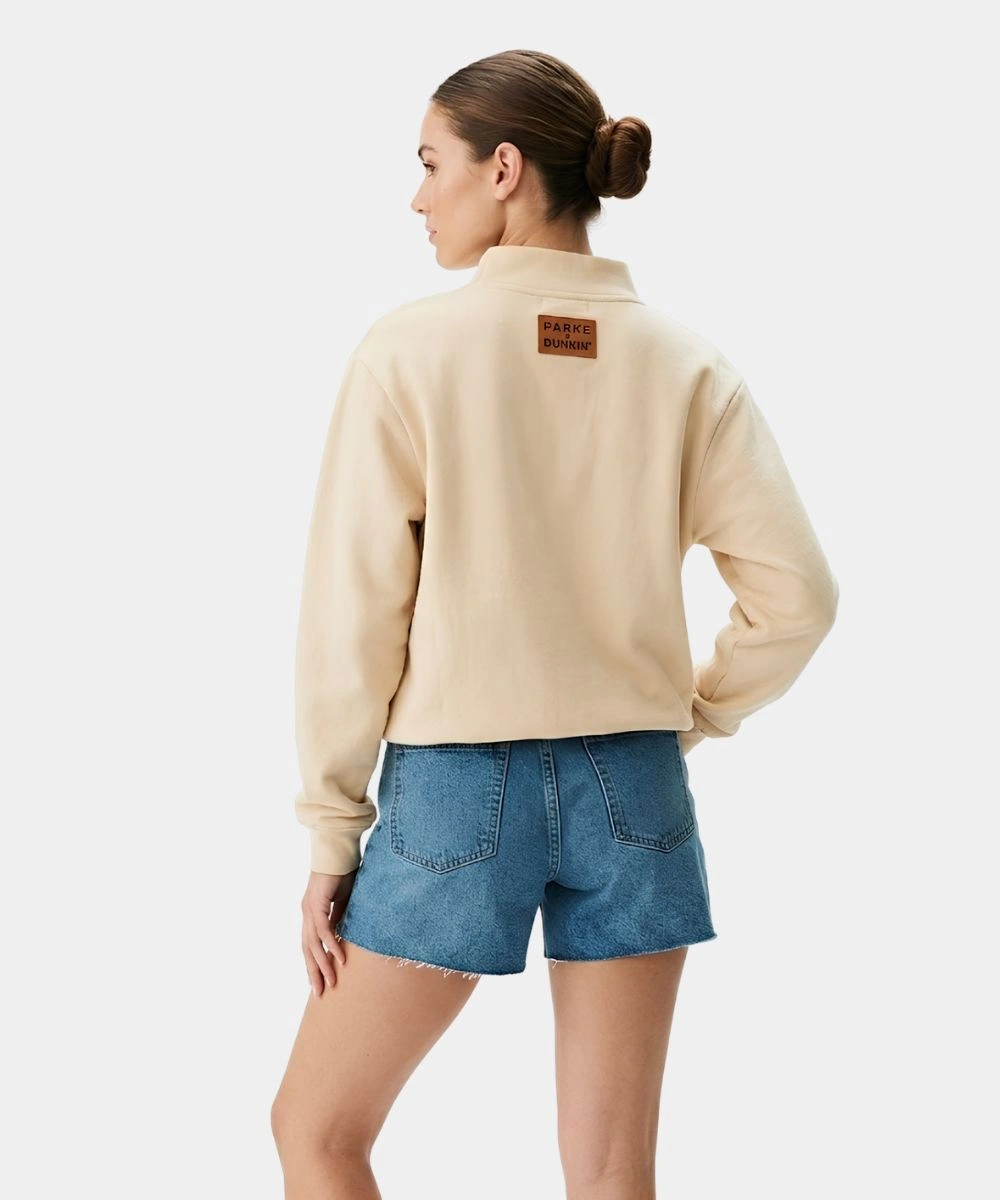Parke Dunkin Varsity Mockneck Cream Sweatshirt
