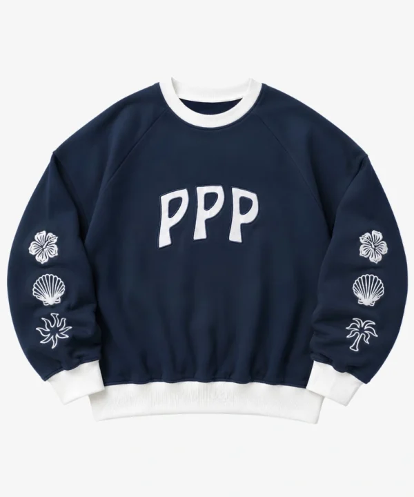 Pink Palm Puff 2026 Classic Women’s Crewneck Sweatshirt Navy Blue