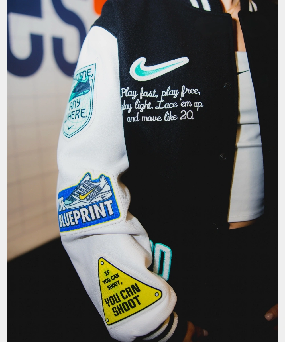 Sabrina Ionescu Nike Any Time Any Where Varsity Jacket Black & White