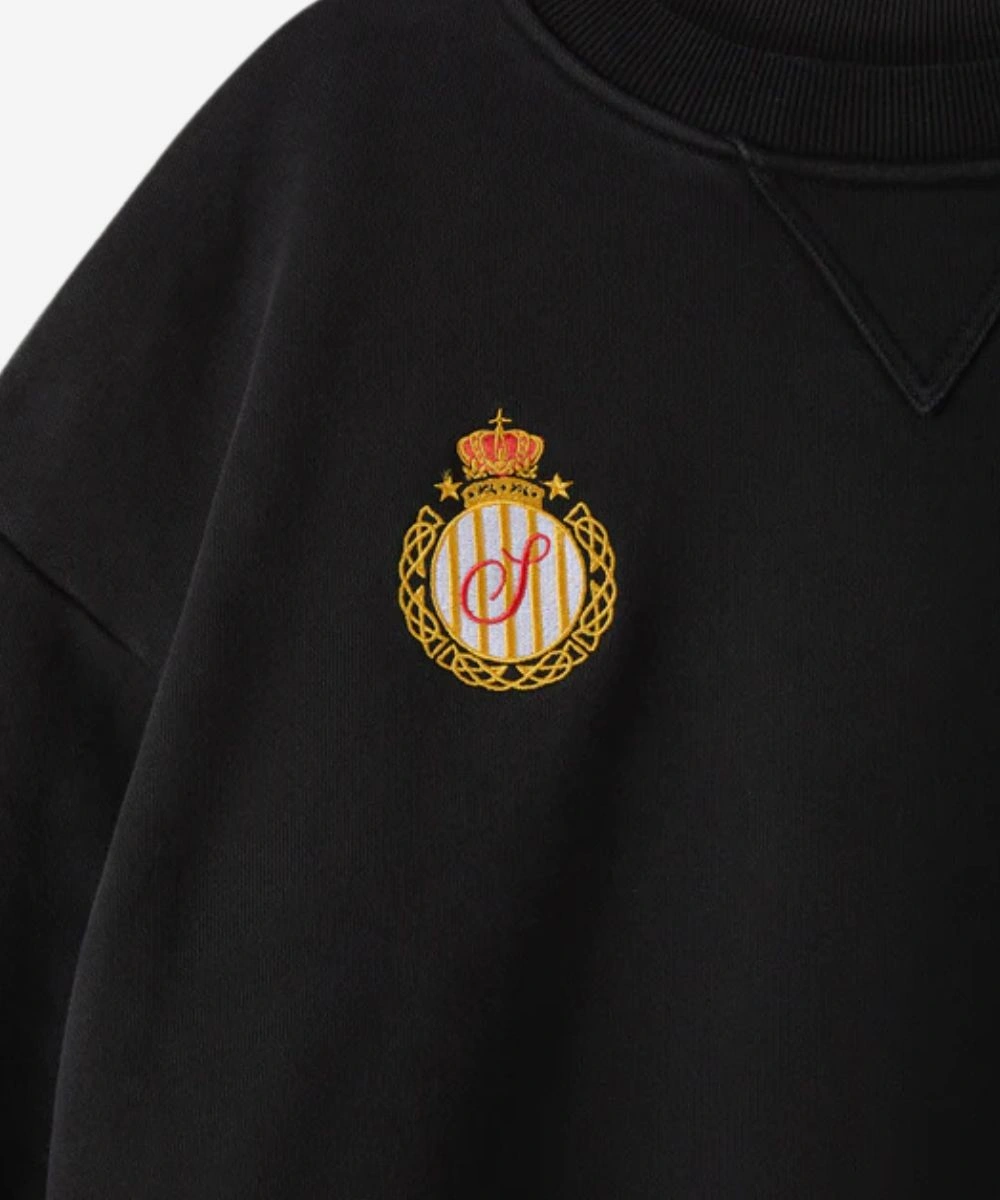Shinzo Aged Black Cotton Crewneck Jersey
