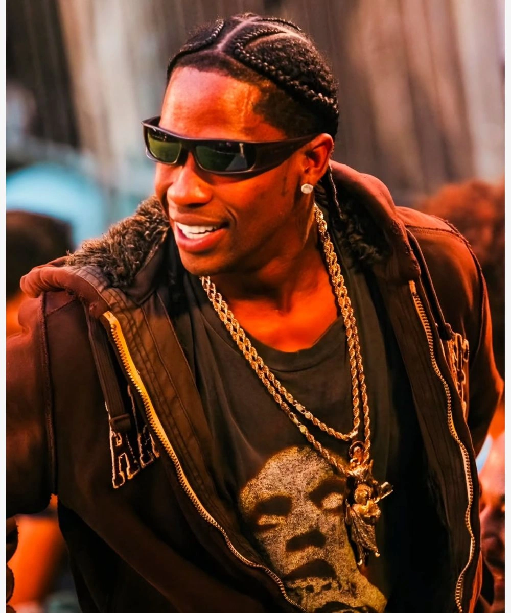 Travis Scott TOMA Football Event NYC Faux Fur Brown Hooded Jacket