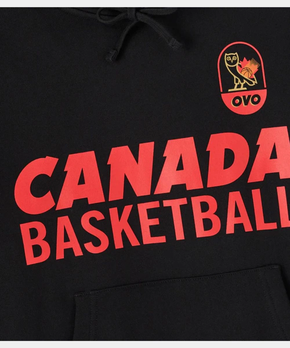 Unisex October's Very Own Canada Basketball Pullover Fleece Hoodie Black
