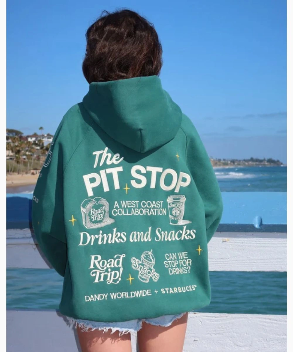 Women's 2026 Dandy Worldwide Starbucks The Pit Stop Oversized Pullover Hoodie