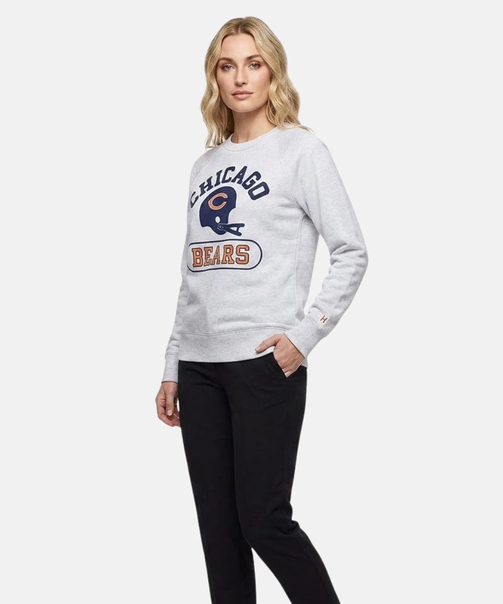 Women's Chicago Bears Homage Grey Throwback Helmet Crewneck Sweatshirt