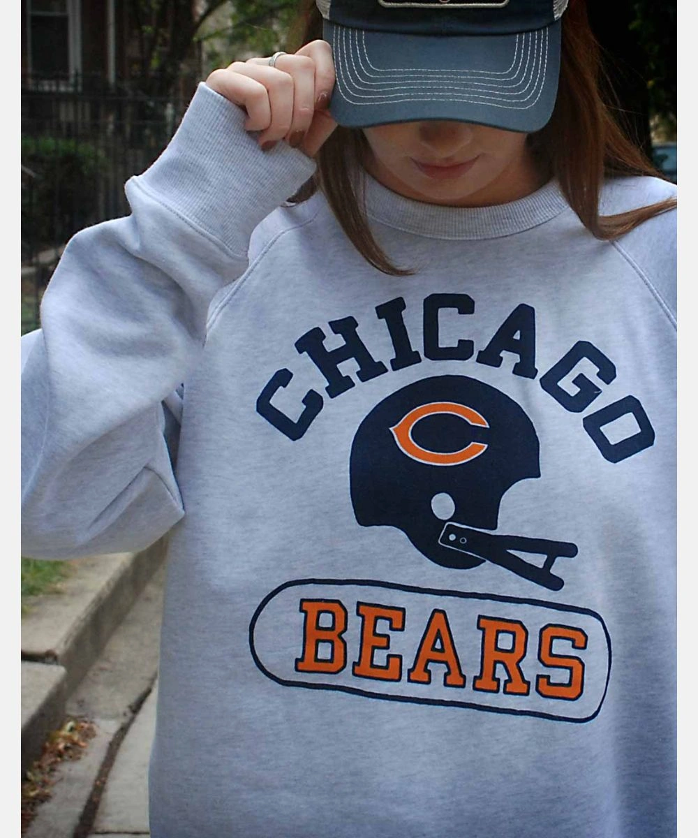 Women's Chicago Bears Homage Grey Throwback Helmet Sweatshirt